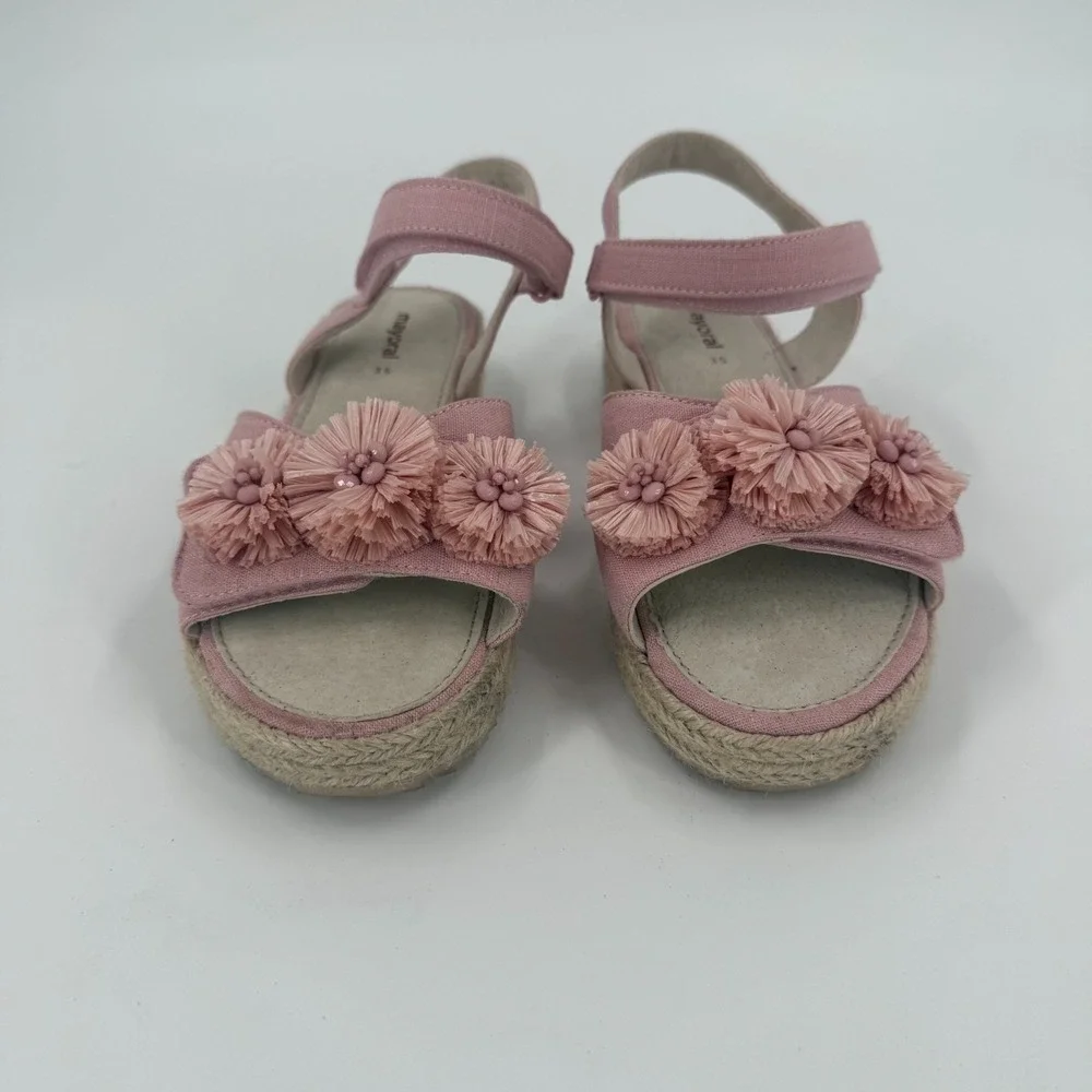 Mayoral Platform Espadrille Sandals Girls US Size 3 Pink Floral Hook & Loop
